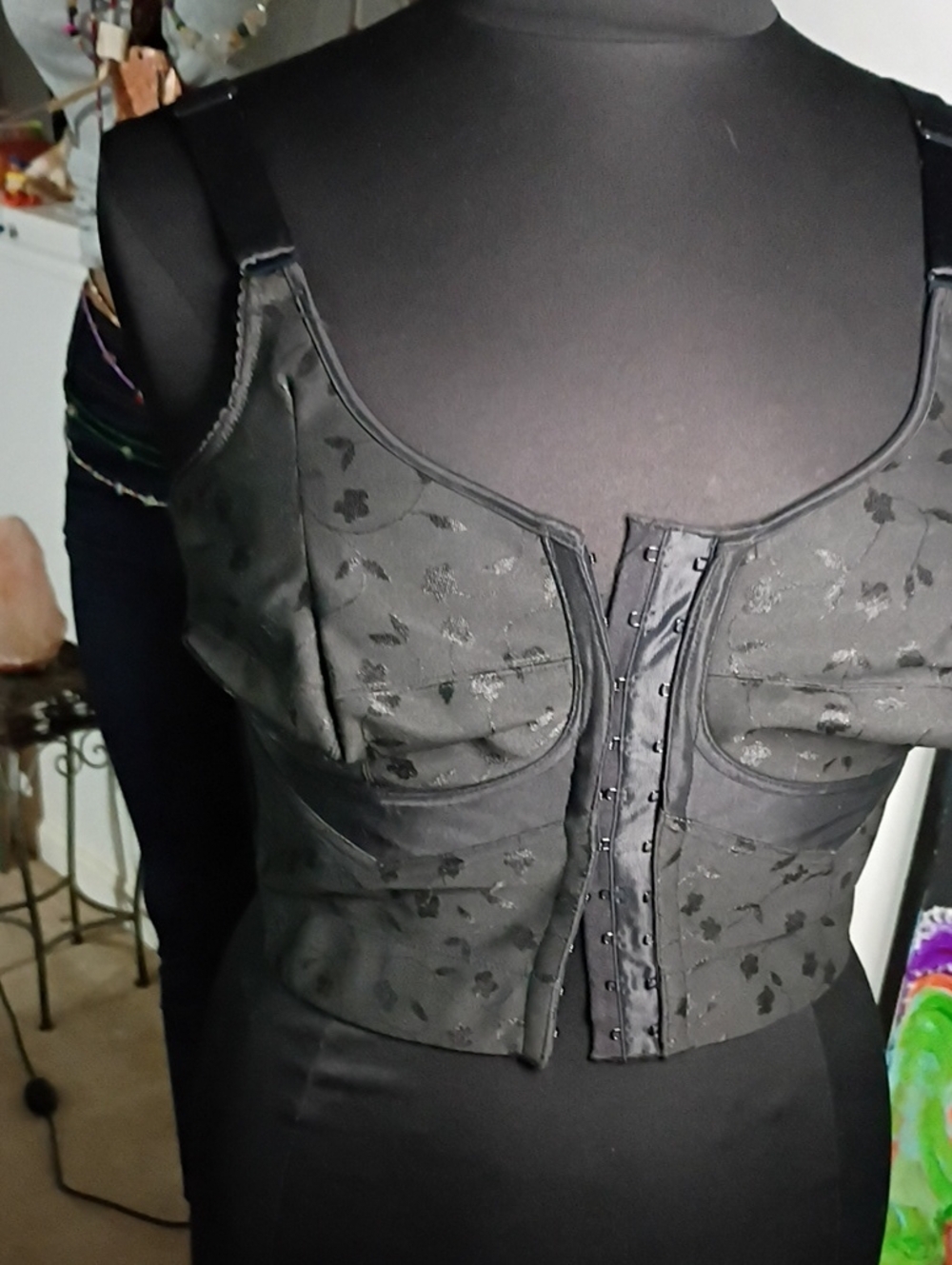 Elila Black Longline Front-Hook Support Bra
